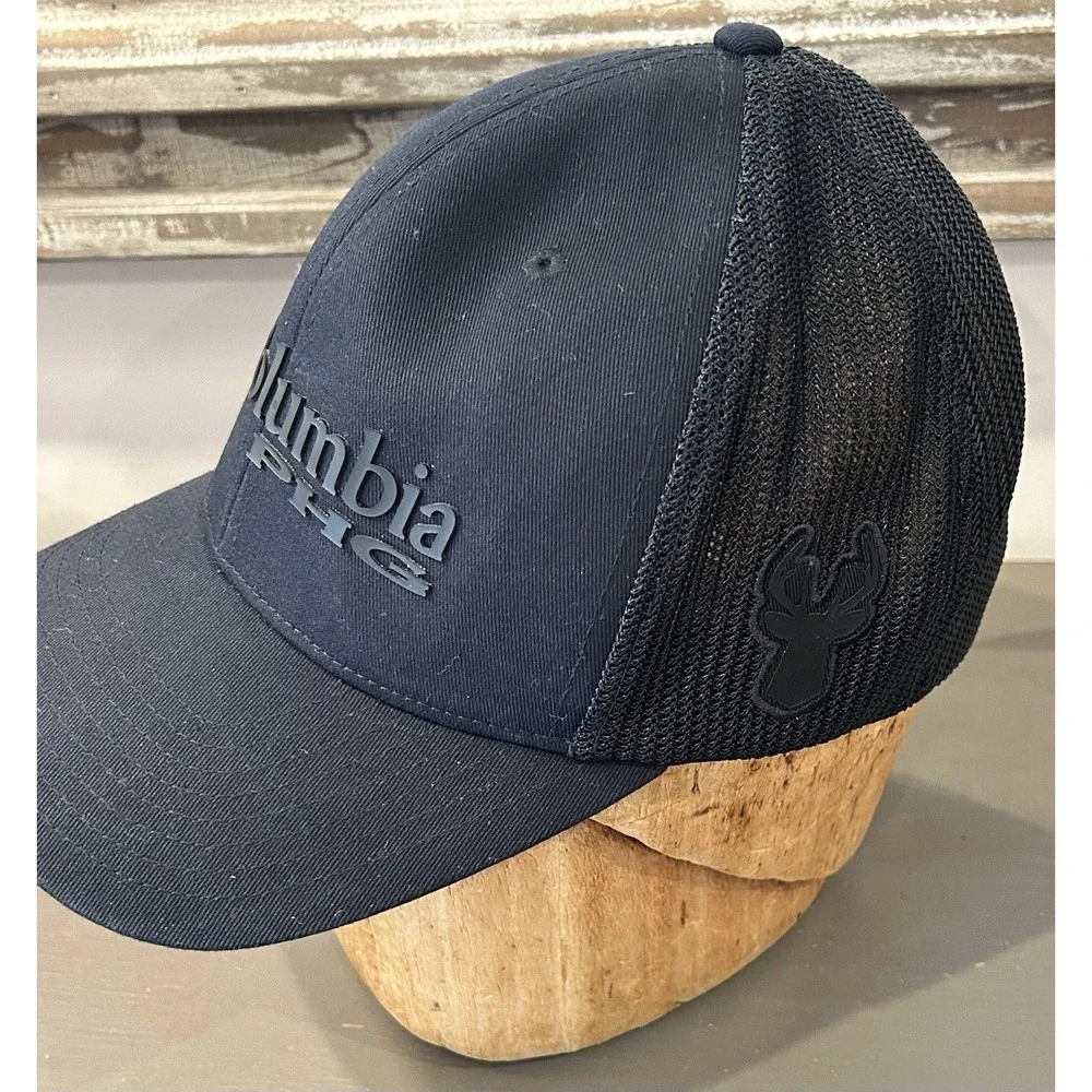 Columbia Black PHG With Antler‎ Logo Cotton/Mesh Hat Size S/M